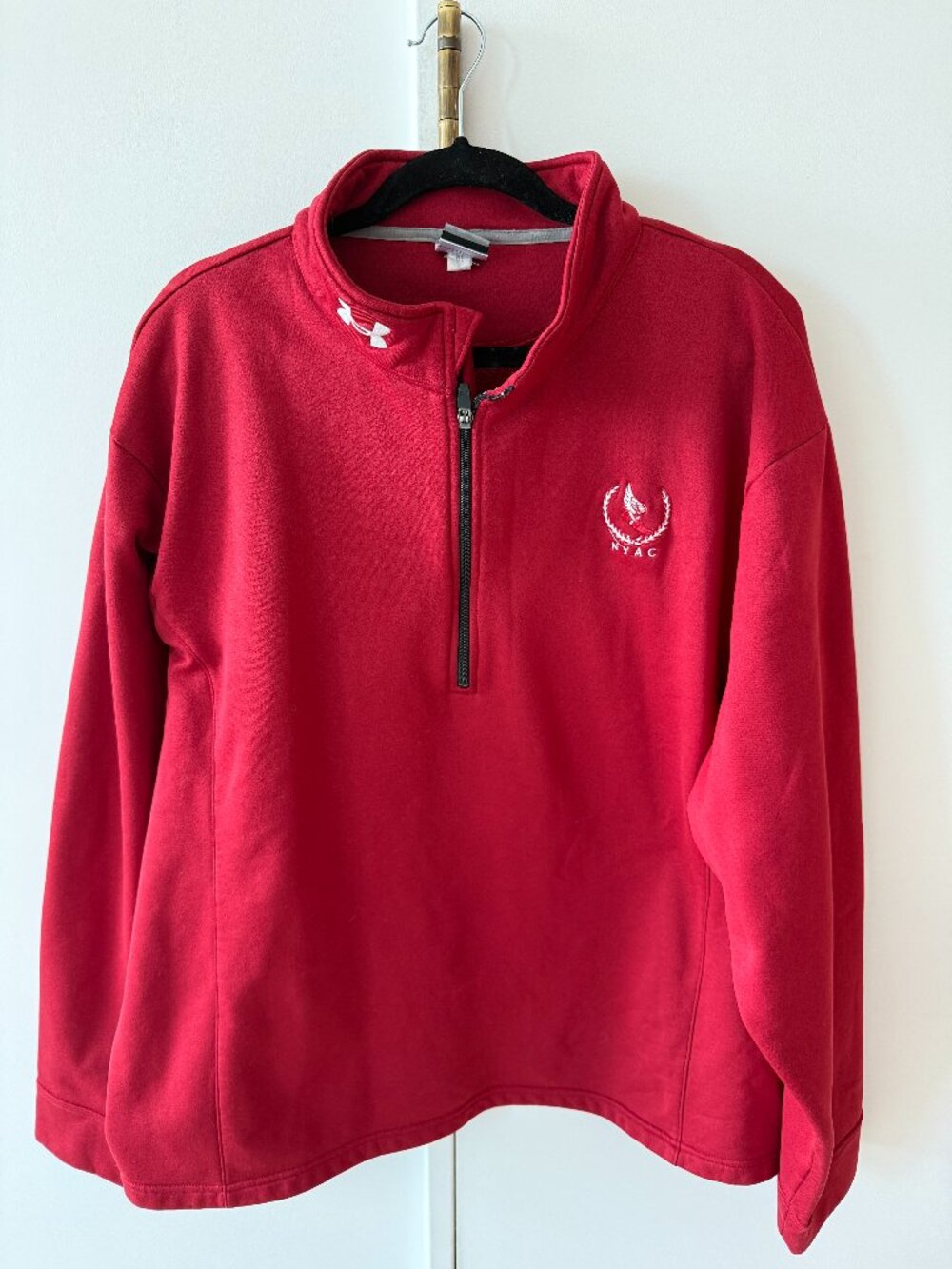 New York Athletic Club Red Long Sleeve Quarter Zip Sweater XXL